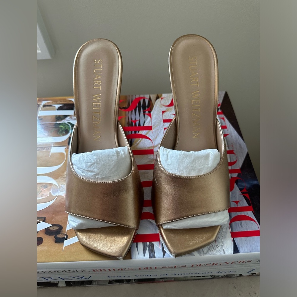 Stuart Weitzman Metallic Heel-less Wedge, 8